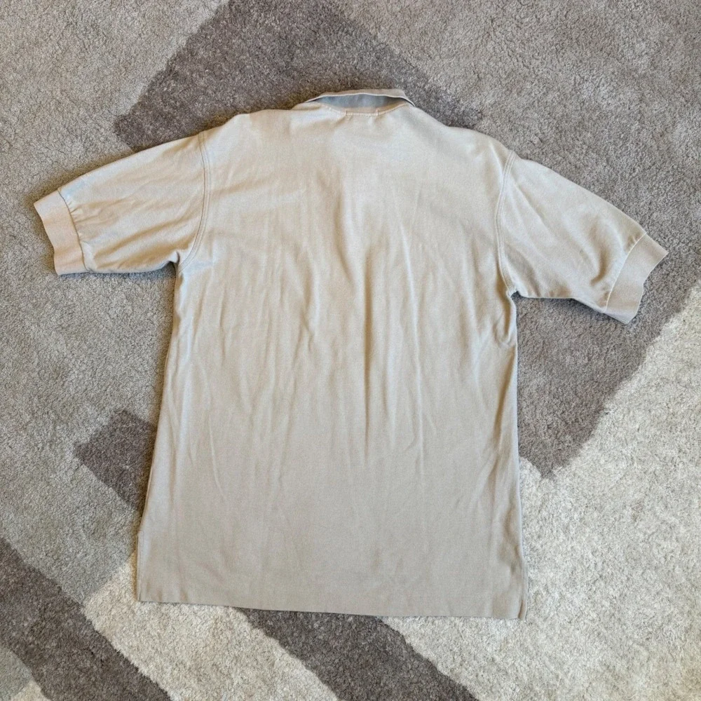 Nike Golf Mens Tan Beige Cotton Pique Short Sleeve Polo Shirt Large L Logo